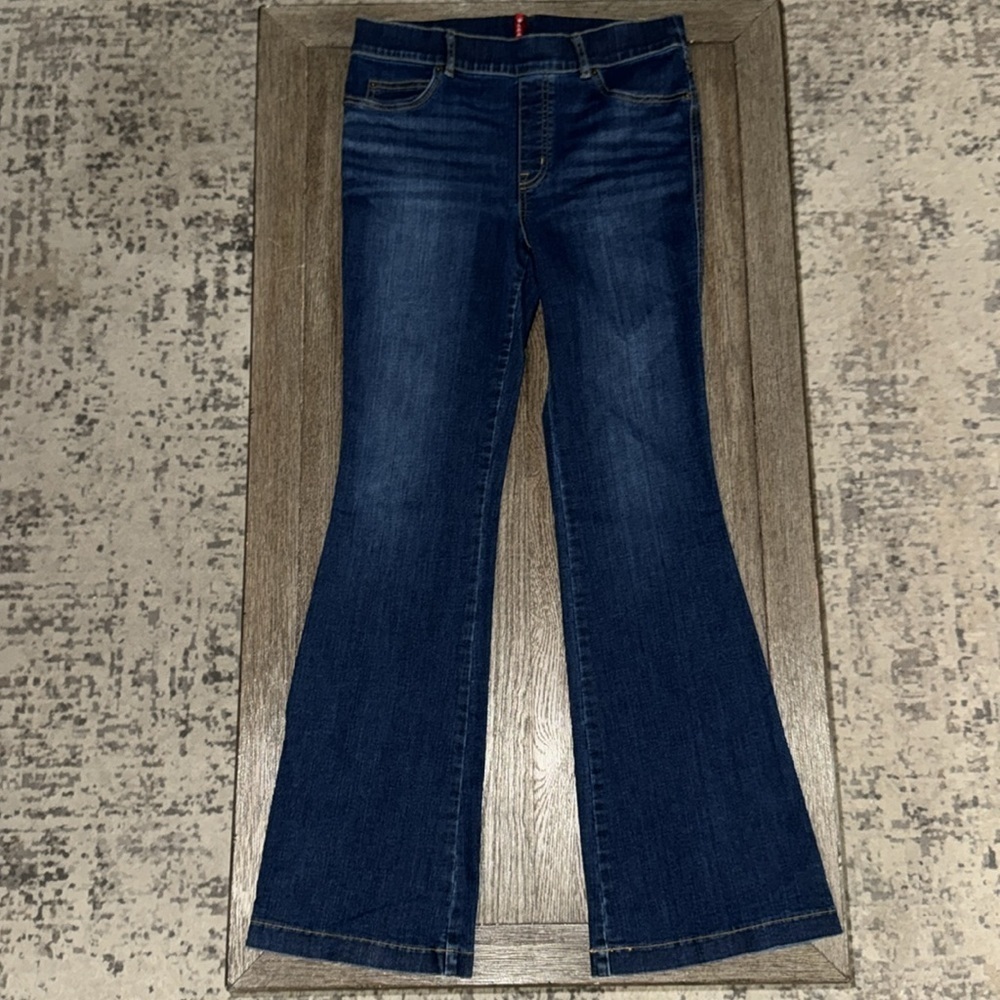 SPANX Pull-on Stretch Denim Flare Jeans Midnight Shade